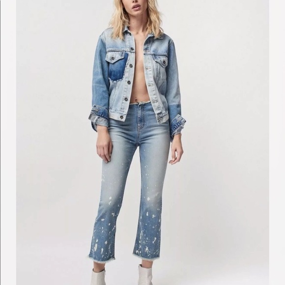 Free People Denim - Free People Cropped Bootcut Bleach Raw Hem Jeans Sz 29 Cotton Blend